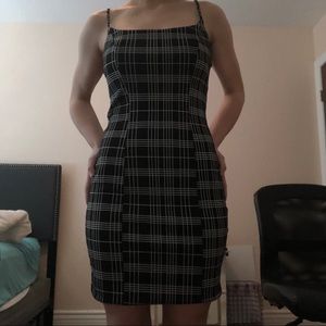 Black and white striped spaghetti strap dress